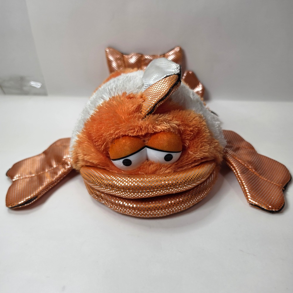 Aurora Neptune Clownfish Plush Hand Puppet Movable Mouth Sparkle Fins Orange